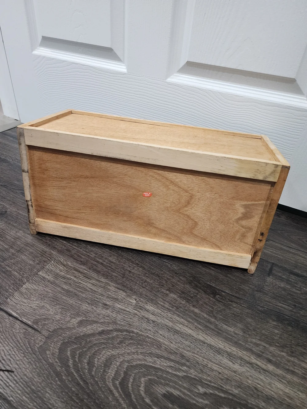 Wooden Bread Box with Red Apple Design